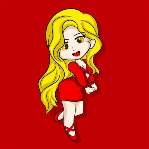 Premium Vector Illustration Art Cute Chibi Girl Blonde Hair Character