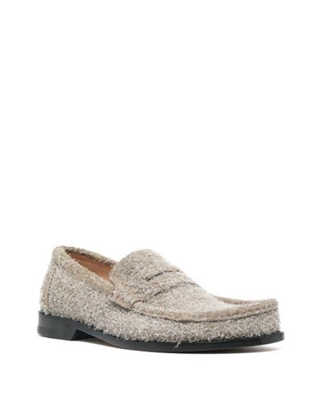 Loewe Campo Brushed Leather Loafers In Gray For Men Lyst