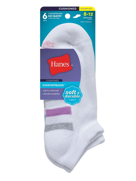 Hanes Womens Comfortblend No Show Socks 6 Pack