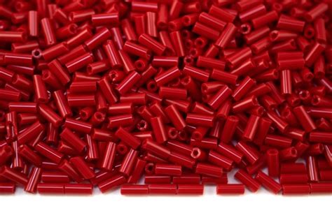 Купить Бисер чешский PRECIOSA стеклярус 93170 4мм красный непрозрачный, 50г