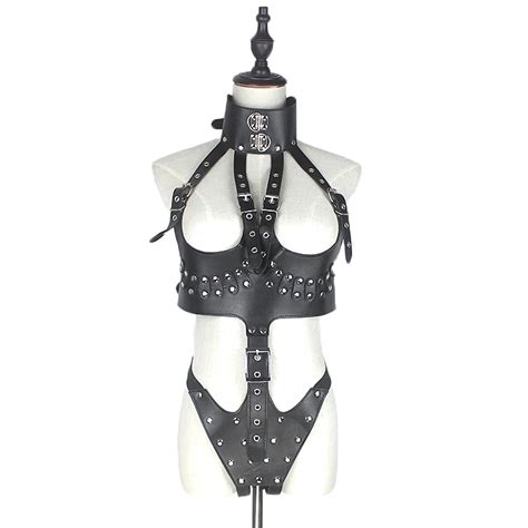 PU Leather Open Crotch Sexy Catsuit Women Sex Fetish Bondage Restraints Harness Sexy Crotchless