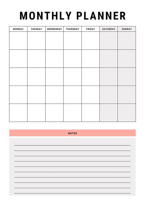 Page 5 - Free personalized monthly planner templates to print | Canva