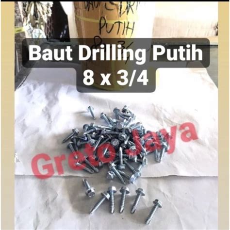 X Bj Baut Drilling Putih X Self Drill Atap Roofing Baja