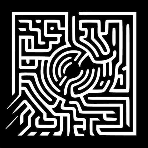 Labyrinthe schwarz weiß isolierte symbolvektorillustration Premium Vektor