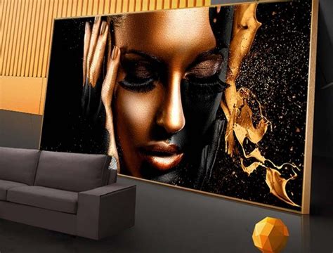 Black Gold Nude Woman Oil Paintings On Canvas African Wall Art African Wall Art Wall Art