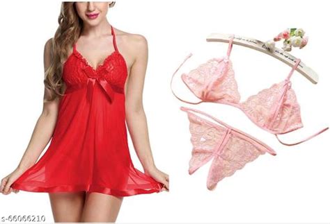 Women Net Babydoll And Lace Lingerie Bikini Set Bra Panty Set