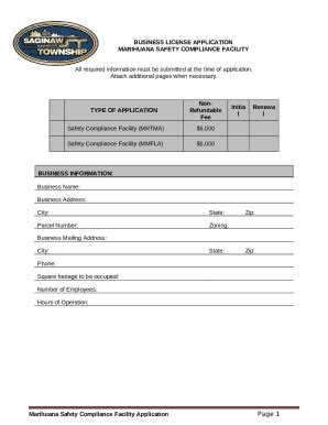 Medical Marihuana Facility Business License Application Doc Template