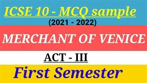 Icse Mcq Marchant Of Venice Act English Literature Marchant Of