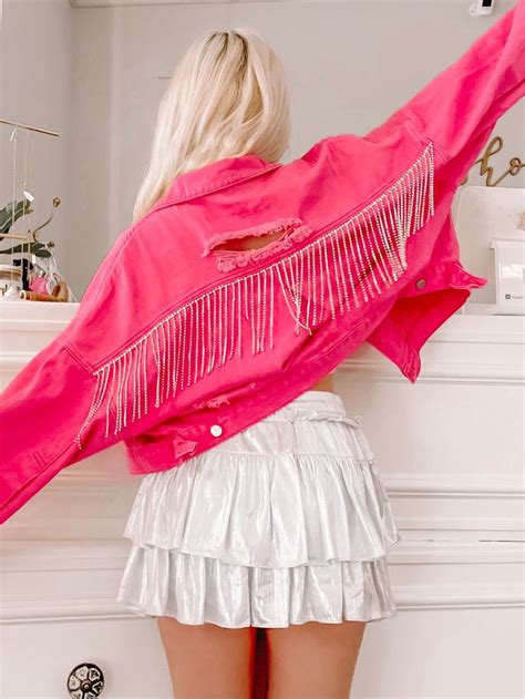 Cowgirl Cutie Pink Denim Jacket Pink Denim Jacket Hot Pink Denim Cowgirl Cutie