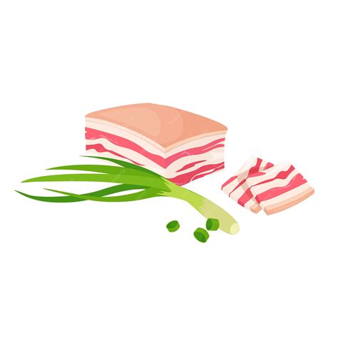 Premium Vector | Vector lard and spring green onion bacon fillet pork