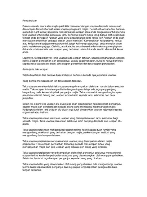 Contoh Teks Ucapan Alu Aluan Ringkas Teks Ucapan Alu Aluan