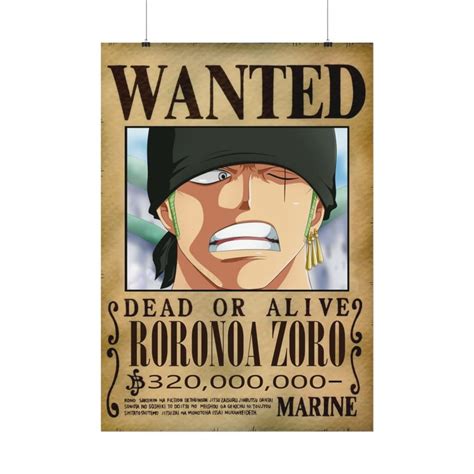 Zoro Bounty Poster Etsy