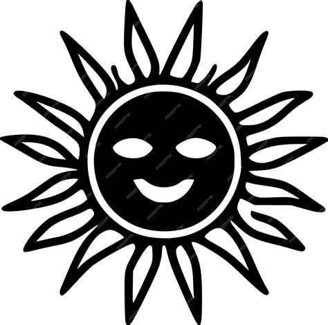 Premium Vector Sun Black And White Vector Illustration
