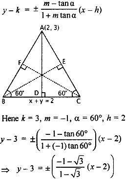 Vertex of an equilateral triangle is (2, 3) and equation of its ...