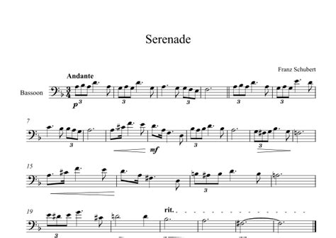 Serenade Franz Schubert Bassoon Arr Digital Book Music By Franz