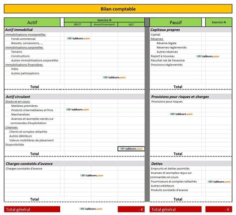 Bilan Comptable Pour Excel