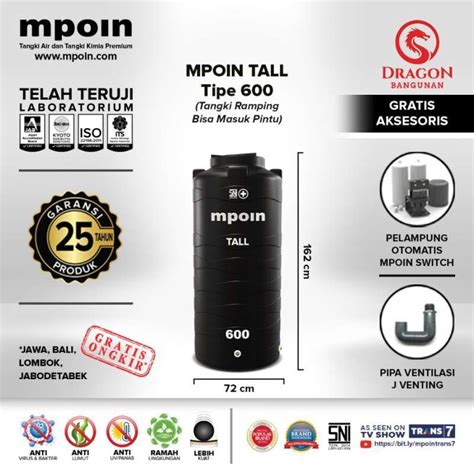 Jual Toren Tandon Tangki Air Mpoin Tall Wave Hitam Di Seller