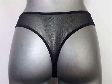 Sheer Mesh Black Thong Panties Erotic Lingerie Set Sheer Etsy