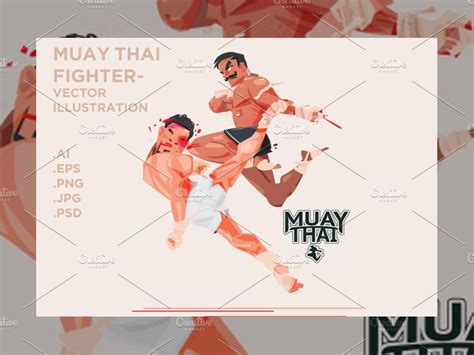 Muay Thai Vector Illustration Pre Designed Photoshop Graphics