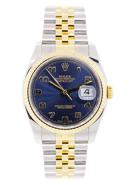 Used Blue Arabic Jub Rolex Datejust Mm Tone Ss Yg With