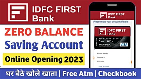 IDFC Bank Zero Balance Account Opening Online 2023 Idfc First Bank