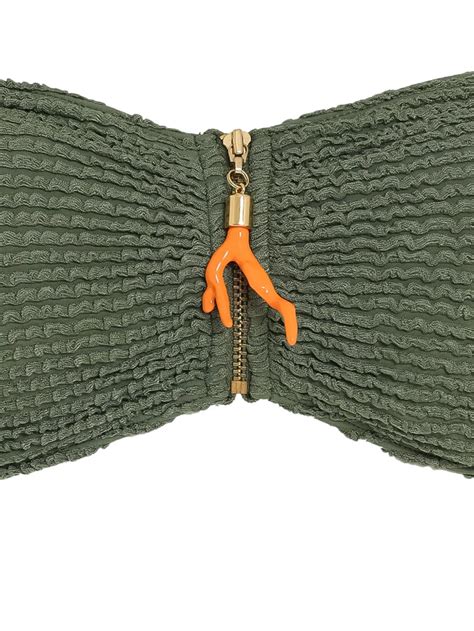 Brigitte Seersucker Bikini Green Farfetch