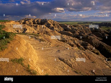 eroded landforms seen from scenic byway in the badlands in Badlands ...