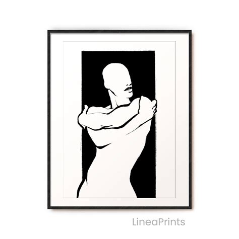 Abstract Male Nude Line Art Print Printable Wall Art African American Art Male Line Drawing