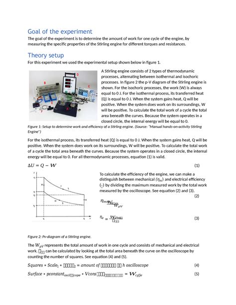 Stirling engine - Theory setup For this experiment we used the