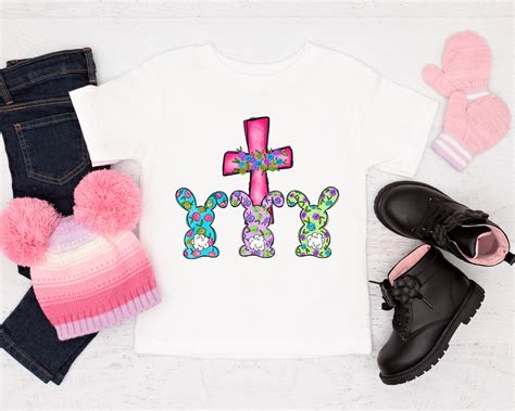 Easter Bunny Pink Cross Dtf Transfer Elena Maria Designs