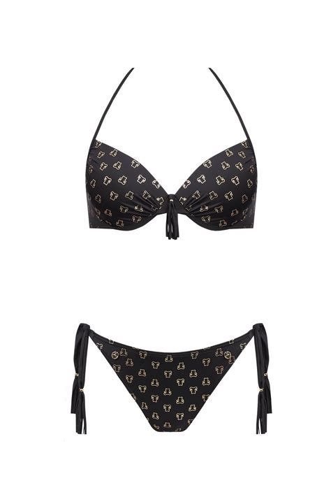 Str J K Pielowy Dwucz Ciowy Czarny Bikini Paris S Self Collection