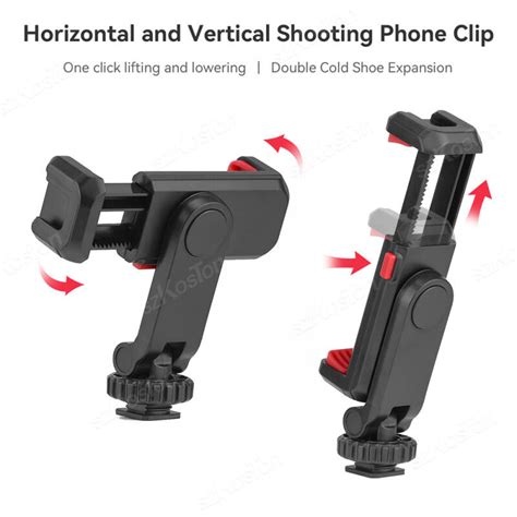 Camera Hot Shoe Phone Holder Flexible Phone Tripod Mount Adapter Rotatable With Dual Cold Shoe