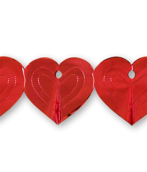 12 Metallic Heart Arch Garland Solid Red Simple Signman