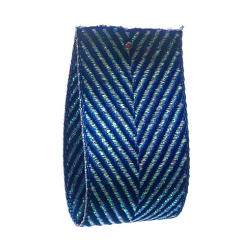 Pitch Blue Metallic Herringbone V V Rouleaux