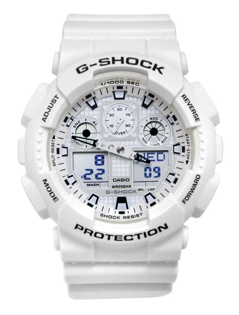 Casio Ga100mw 7a G Shock Analog Digital Dial White Resin Band Watch New 889232191461 Brc1 99