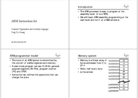 Lec09 Armisa 4up Arm Instruction Set Computer Organization And Assembly Languages P G Z Y G G