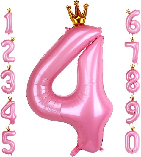 Inch Crown Pink Number Balloon Conjoined Baby Pink Foil Mylar