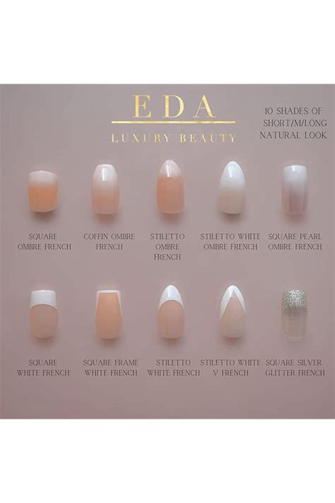 Eda Luxury Beauty Natural Nude Pink White Ombre French Press On Nails Set Glue On Nails