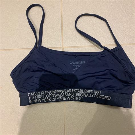 Calvin Klein Bikini Top Swimsuit Bralette Bra Navy Depop
