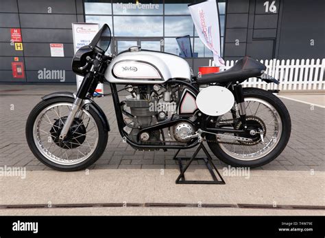 Side View Of A 350cc 1958 Norton Manx British Racing Motorcycle On
