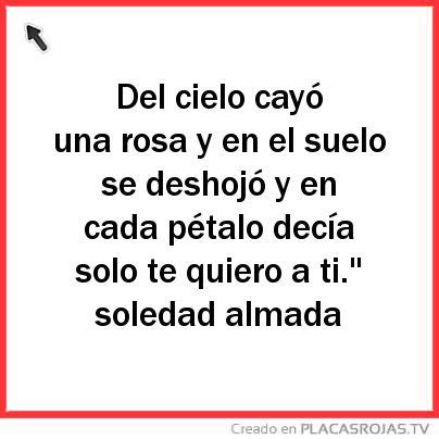 Del cielo cayó una rosa y en el suelo se deshojó y en cada pétalo decía