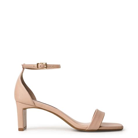 Sandália Nude Amendoa Salto Bloco Fino Bege