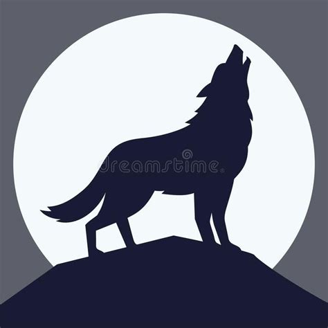 The Wolf Howling at the Moon, Vector Illustration, Silhouette of Wolf ...