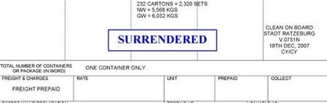 Bill Surrender Trong Vận Tải đường Biển