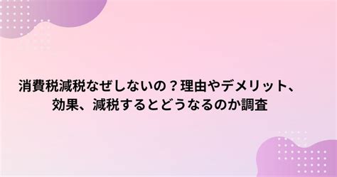 消費税減税なぜしないの？理由やデメリット、効果、減税するとどうなるのか調査 フェリシアの館