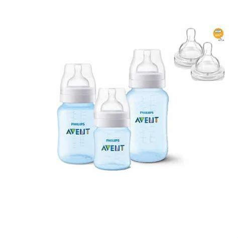 Kit Avent Classic 3 Mamadeiras Azul E Bico N4 Submarino