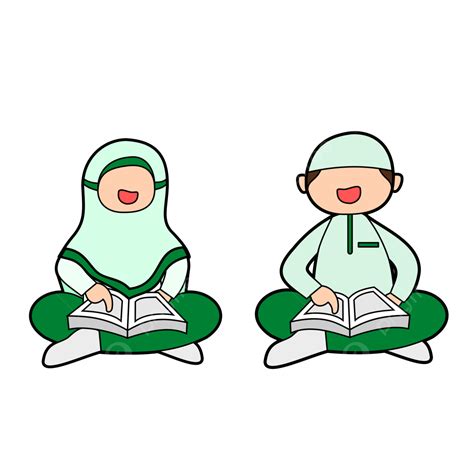 santri day muslim kids reading quran  student day  green uniform