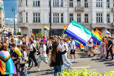Lgbtq Pride Parade Lgbt Rainbow Flags Colorful Carnival Crowd Gay Tolerance Festival Freedom