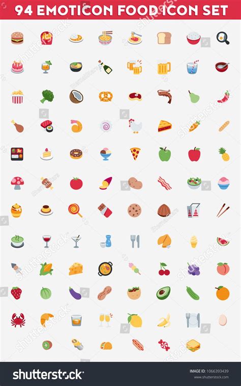 Vector Emoticon Food Set Vector All Emoticon Emoji Food Icon Big Set