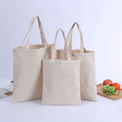 Thick Canvas Tote Bag Foldable Reusable Shopping Bags Plain White